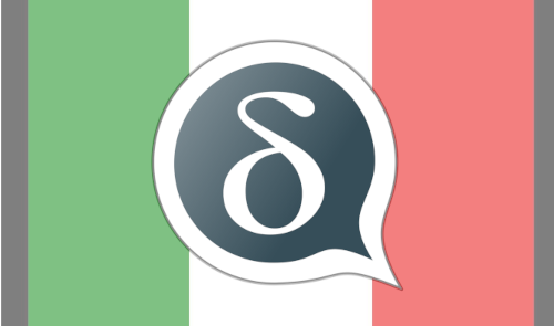 delta chat logo on an italian flag