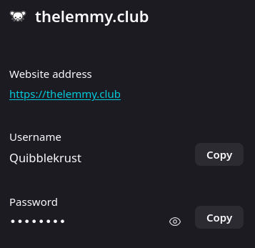 A screenshot of Firefox's password entry for thelemmy.club